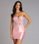 Aria Sequin Floral Embroidered Satin Mini Dress