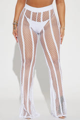Summer Party Starter Fishnet Cover Up Pants - White