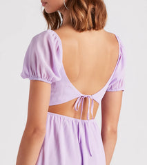 Spring Forward Chiffon Puff Sleeve Skater Dress