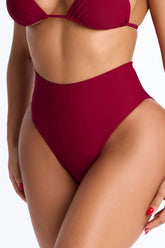Maui Mix And Match High Rise Bikini Bottom - Burgundy