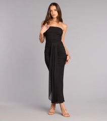 Curve Control Mesh Strapless Maxi Dress