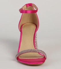 Eye-Catching Flair Rhinestone Satin Block Heels