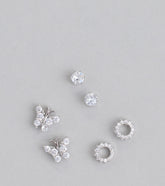 Flying High Cubic Zirconia Three Pack Stud Earrings