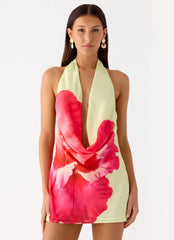 Varindra Cowl Mini Dress - Yellow Floral Spritz