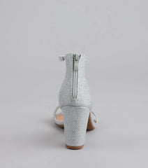 Cue The Compliments Glitter Block Heels
