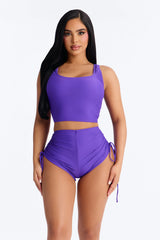 Maui Mix And Match Ruched Side Short Bikini Bottom - Violet