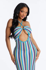 Deep Sea Swim Knit Cover Up Dress - Blue/combo