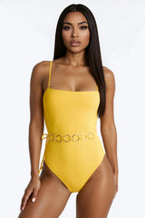 Tide Me Tighted Belted 1 Piece Swimsuit - Yellow