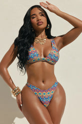 Kailani Elongated Triangle 2 Piece Bikini - Yellow/combo