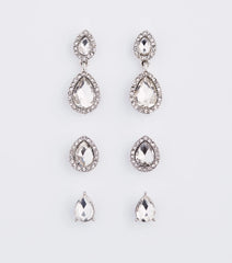 Chic Luxurious Rhinestone Earrings Set