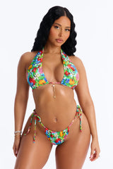 Bold And Berry 3 Piece Bikini & Skirt Set - Green/combo