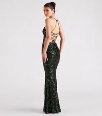 Lacie Formal Sequin Lace-Up Mermaid Dress