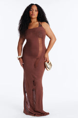 Penny Crochet Swim Cover Up Maxi Dress - Chocolate