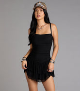 Wild Thing Mesh Belted Strap Mini Dress