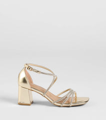 A-List Glam Rhinestone Strappy Block Heels