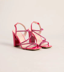 Glam Strut Rhinestone Strappy Block Heels