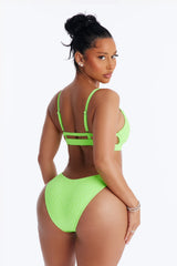 Beach Bronze Babe Leopard Bralette Bikini Set - Green/combo