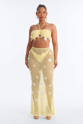 Sunshine State 3 Piece Bandeau Bikini Skirt Set - Yellow
