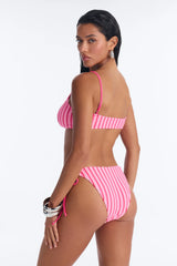 Emery Striped Terry 2 Piece Bralette Bikini Set - Fuchsia
