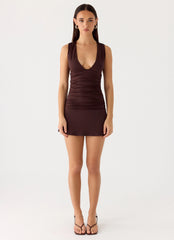 Cherry Sky Mini Dress - Chocolate