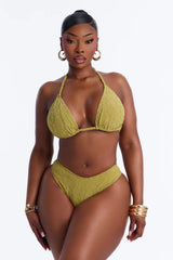 Your One And Only Bikini And Coverup Short Set - Olive