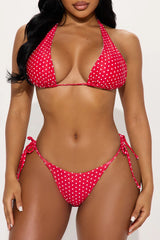 Honolulu Halter Side Tie 2 Piece Bikini - Red/combo