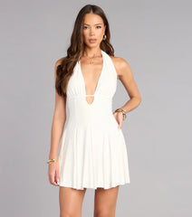 All This Allure Strappy Halter A-Line Skater Dress
