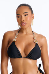 Take Me To Cancun Hardware High Slit 3 Piece Bikini Skirt Set - Black