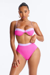 Catching Waves & Baes 2 Piece Bra Cup Bikini Set - Fuchsia/combo