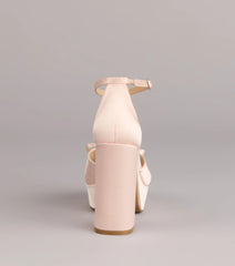 Sweet Statement Satin Bow Block Heels