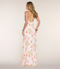 May Floral Chiffon A-Line Formal Dress
