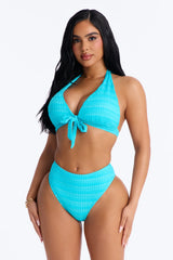 Vacation Mode Bikini And Coverup Skirt - Blue
