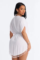 Warm Days Cover Up Tassel Mini Dress - White
