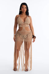 Denise Crochet Maxi Swim Cover Up Dress - Mocha
