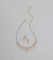 Glam Marquise Rhinestone Necklace And Earrings Set