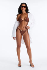Georgy Swim Button Up Cover Up Dress - White