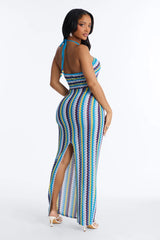 Deep Sea Swim Knit Cover Up Dress - Blue/combo