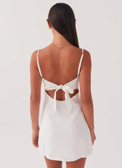 Flora Linen Mini Dress - White