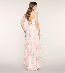 Anastasia Floral Chiffon A-Line Formal Dress