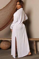 Breezy Nights Linen Swim Cover Up Kimono - White