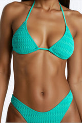 Annalise 2 Piece Textured Triangle Bikini Set - Teal