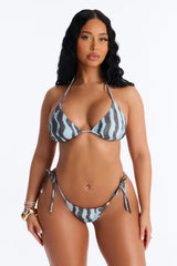 Tied Up Animal Tie Dye 3 Piece Bikini & Cover Up Sarong Sunsuit - Blue