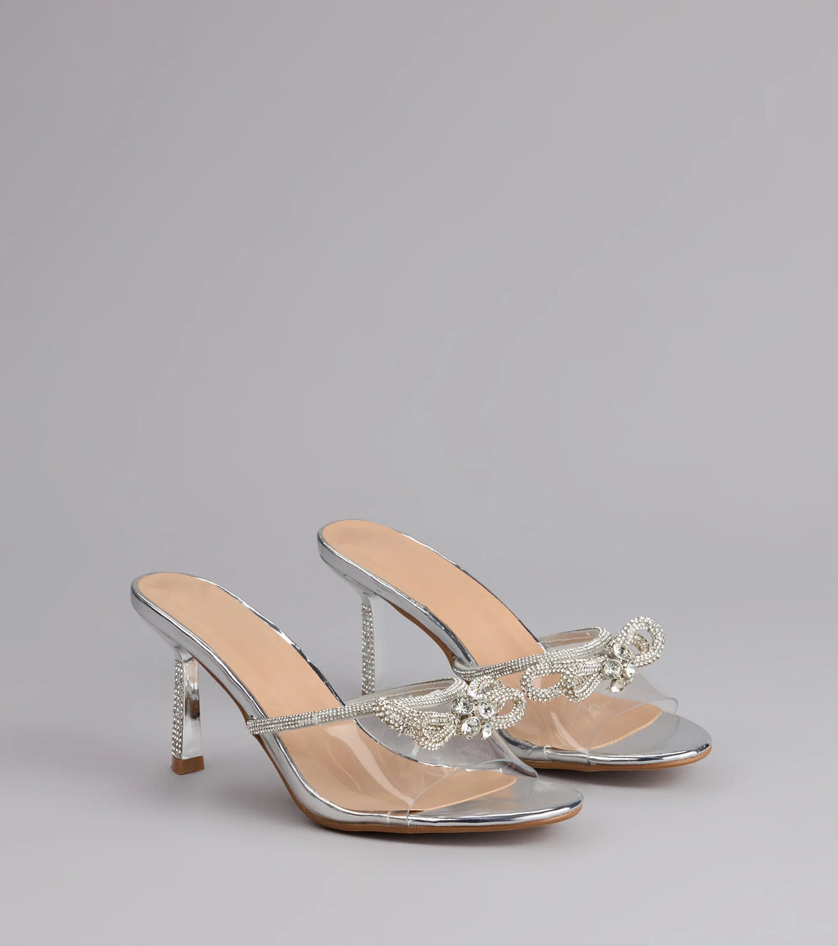 All About Glamour Rhinestone Bow Heels