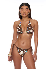 Seaside Sparkle Crochet 3 Piece Sunsuit Set - Chocolate