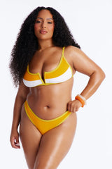 Sky Colorblock Bralette Notched 2 Piece Bikini - Orange/combo
