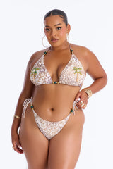 Coastal Tide Leopard Applique 2 Piece Bikini Set - White/combo