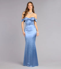 Melodie Satin Off-Shoulder Formal Dress