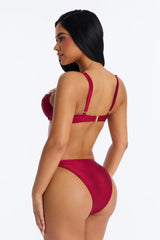 Beach Club Chain Underwire 2 Piece Bikini - Burgundy