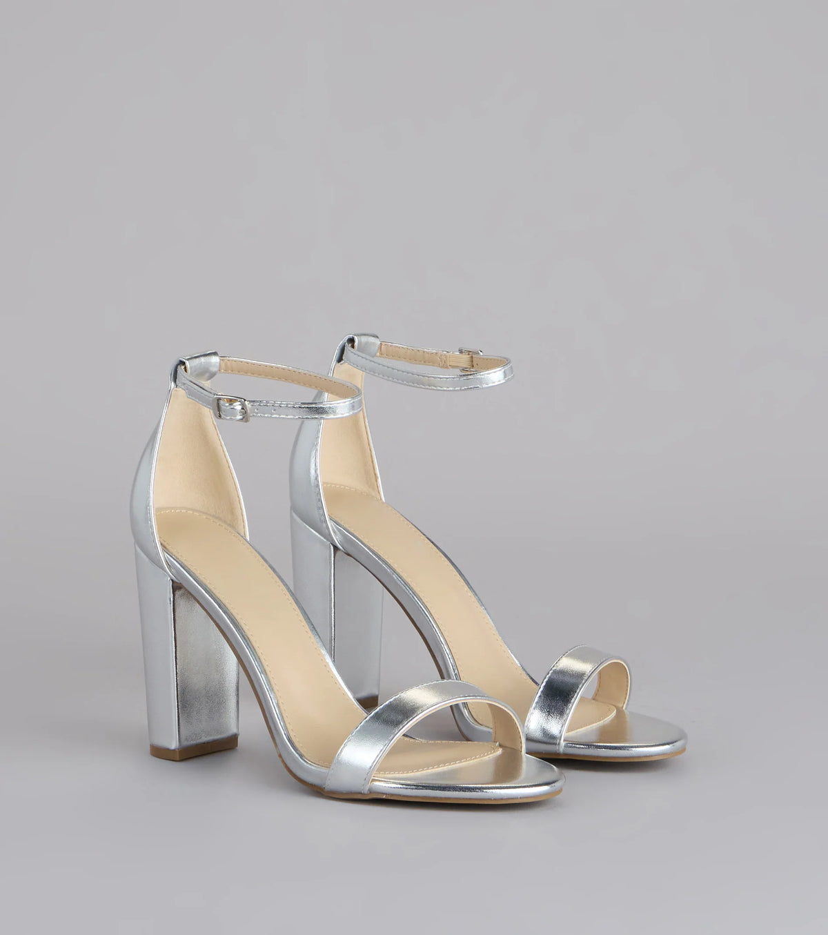 Shine On Cue Metallic Block Heels
