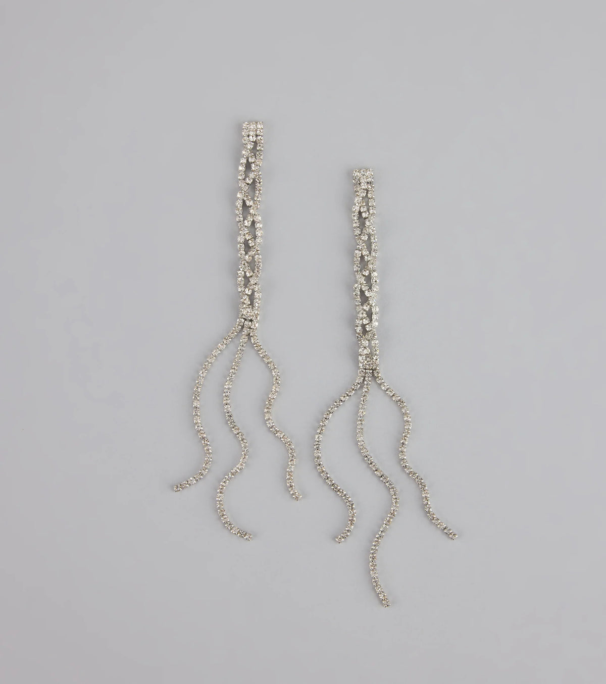 Twisted Shine Rhinestone Fringe Earrings